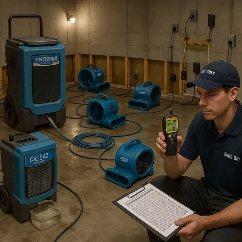 Structural Drying and Dehumidification process in Fountain Inn, SC